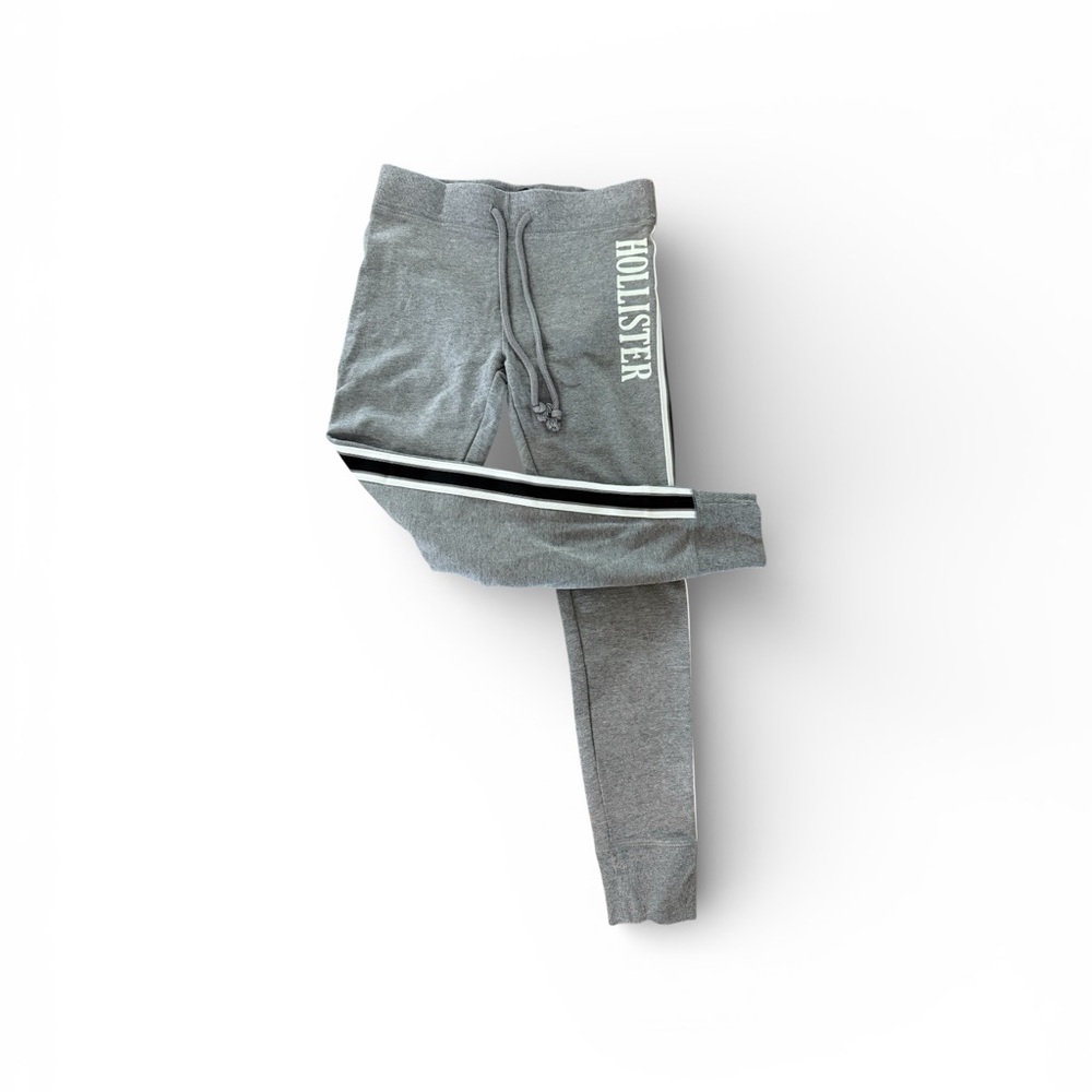 Hollister Kids Gray Joggers with Black and White Stripe